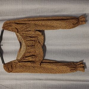 SHEIN Leopard Print Long Sleeve Crop Top Sz Small/4